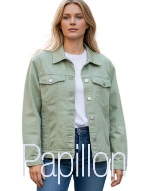 Papillon Pea Green Stretch Cotton Denim Jacket (S)